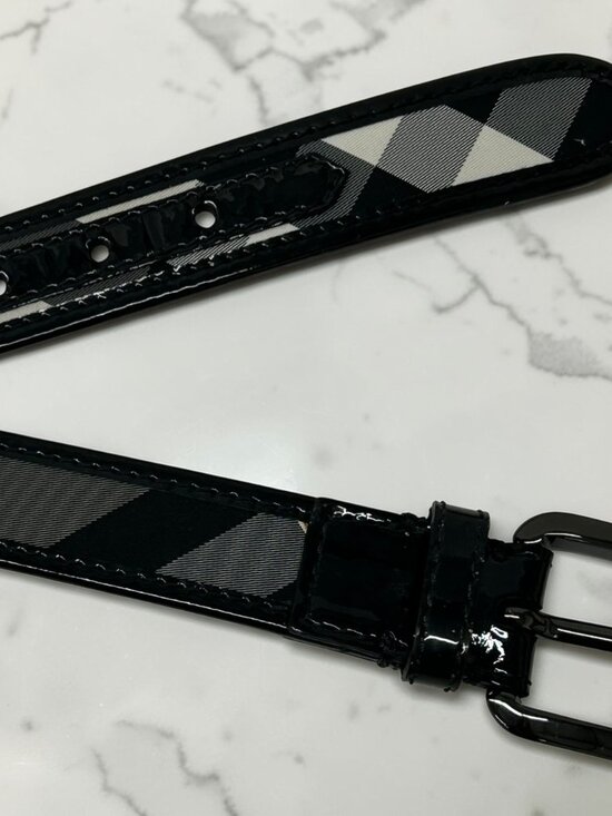 Burberry Black Beat Check and Patent Leather Belt, Size US 32 main image 7